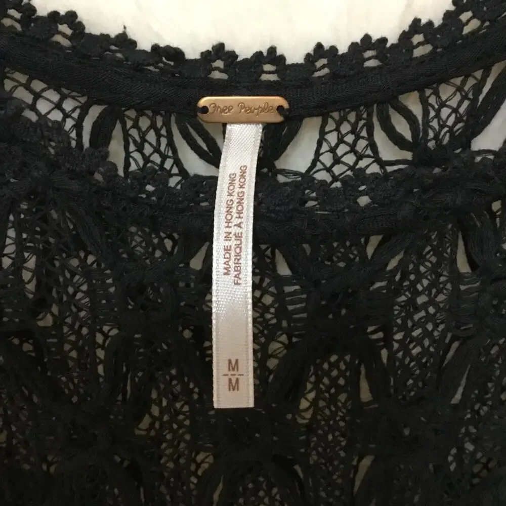 Free People Black Crochet Sleeveless Mini Dress - Picture 2 of 10